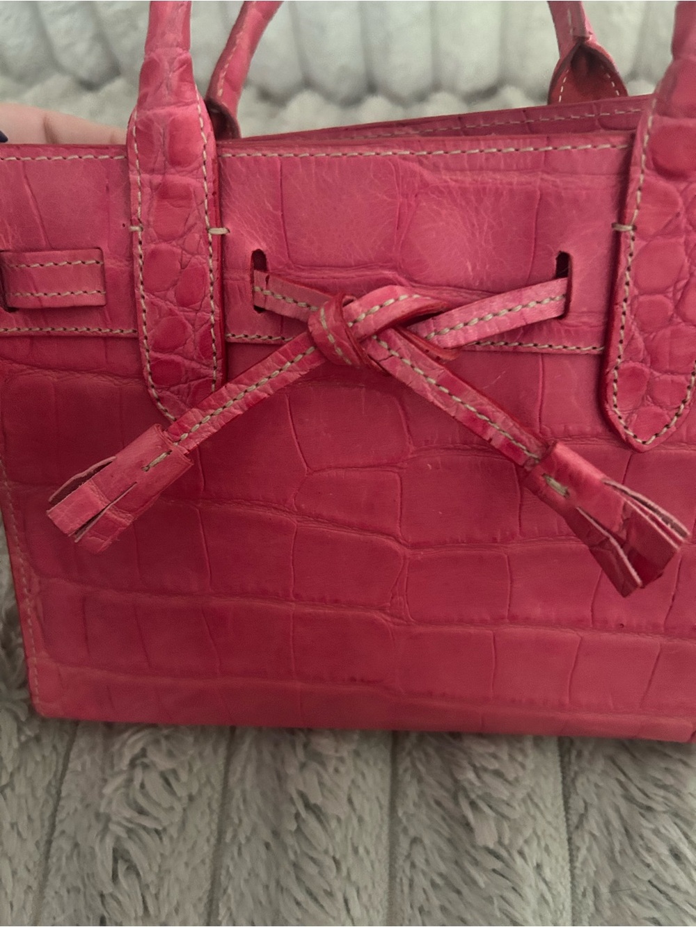 Dooney & Bourke Pink Embossed Croc Leather Small Satchel - Rare - made in Italy - Picture 4 of 6